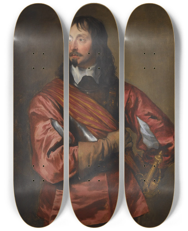 Triptych art skateboard deck of Anthony Van Dyck Portrait Of Sir John Mennes 15991671 by Anthony Van Dyck (1599-1641)