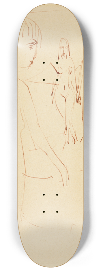 Ernst Ludwig Kirchner - Drei stehende Akte im Freien 8.25 inch art skate deck