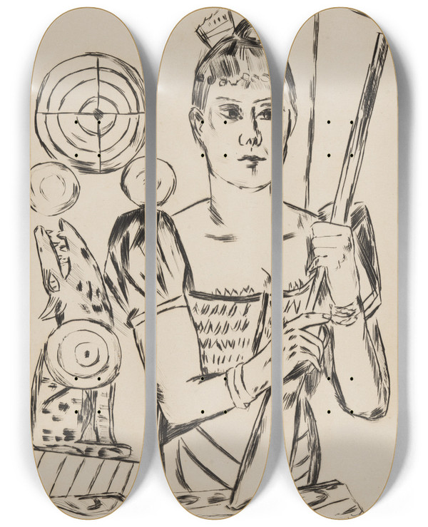 Triptych art skateboard deck of Max Beckmann Schiebude by Max Beckmann (1884-1950)