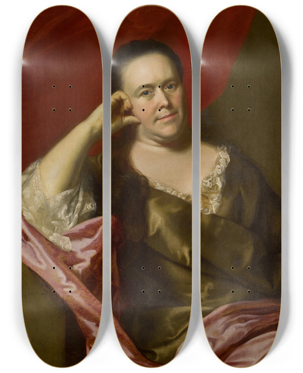 Triptych art skateboard deck of John Singleton Copley Mrs John Scollay Mercy Greenleaf by John Singleton Copley (1738-1815)