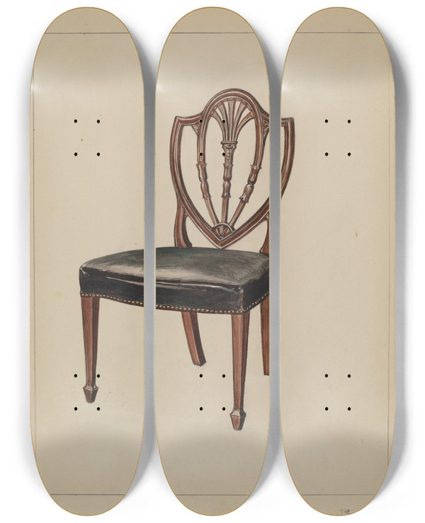 Triptych art skateboard deck of Rolland Livingstone Side Chair_1 by Rolland Livingstone