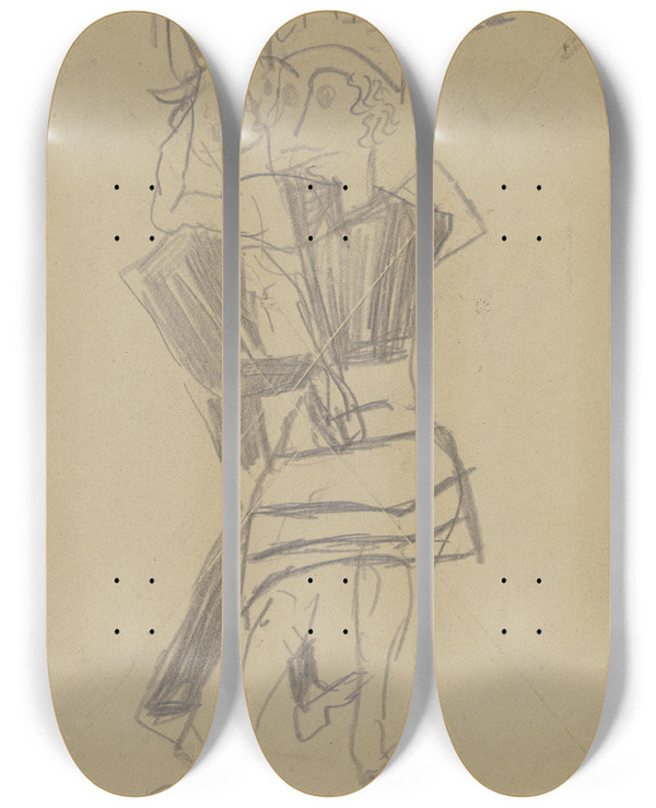 Triptych art skateboard deck of Max Beckmann Dancing Couple_2 by Max Beckmann (1884-1950)
