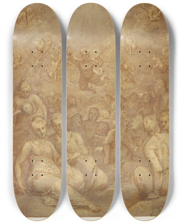 Triptych art skateboard deck of Otto Van Veen Mytologisk Scene_1 by Otto van Veen (1556-1629)