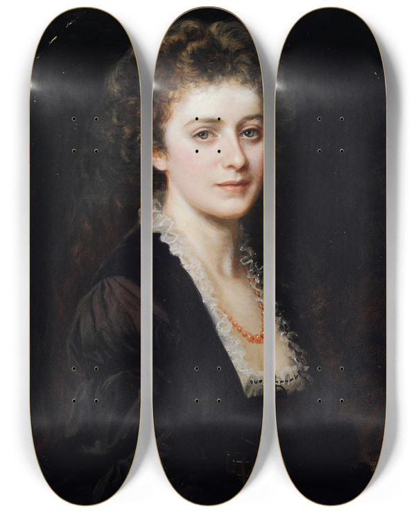 Triptych art skateboard deck of Eduard Ritter Von Engerth Portrait Of A Lady by Eduard Ritter Von Engerth (1818-1897)