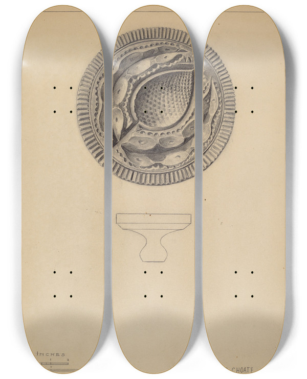 Triptych art skateboard deck of Florence Choate Butter Mold_2 by Florence Choate