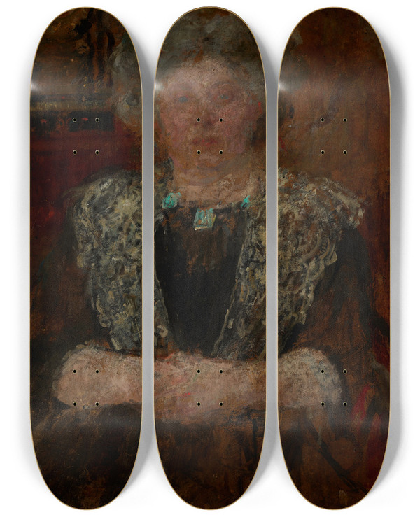 Triptych art skateboard deck of Olga Boznanska Portrait Of A Woman_2 by Olga Boznanska (1865-1940)