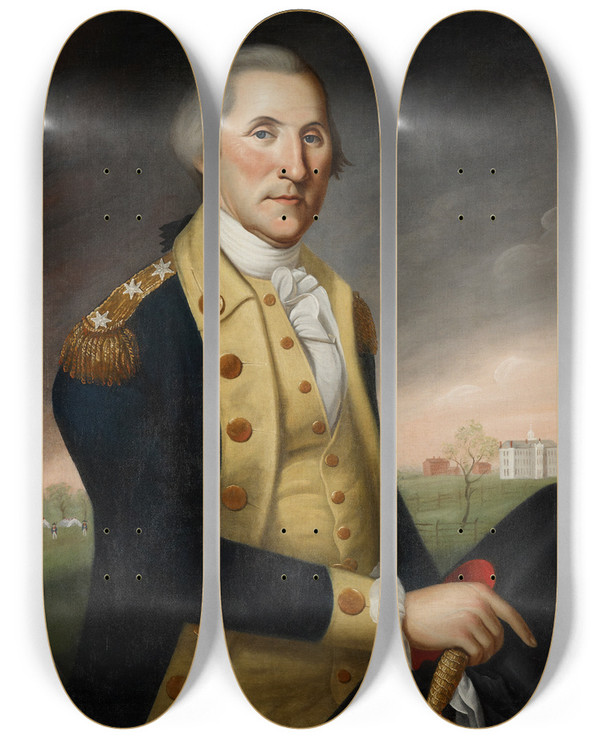 Triptych art skateboard deck of Charles Willson Peale George Washington At Princeton by Charles Willson Peale (1741-1827)