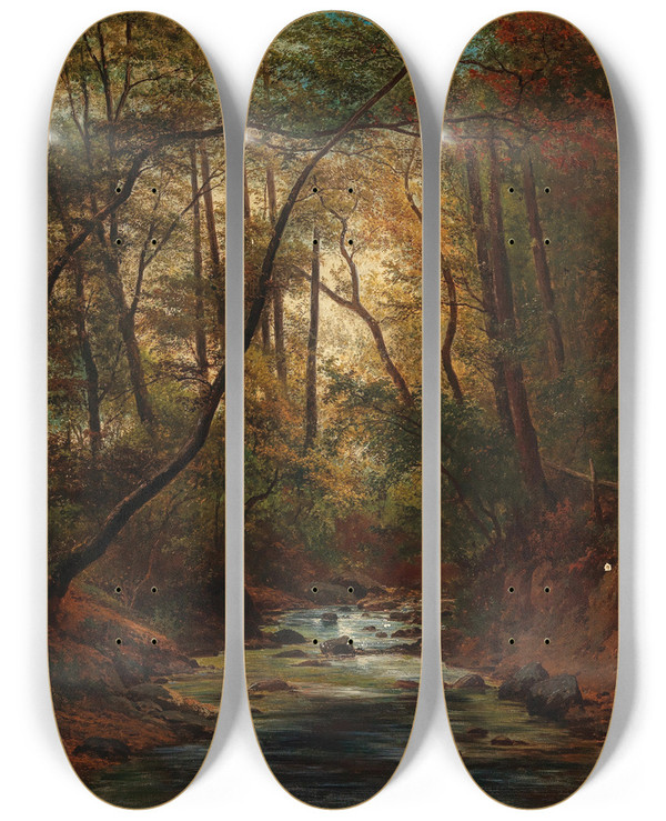 Triptych art skateboard deck of Alois Kirnig Partie Aus Rothmans by Alois Kirnig (1840-1911)