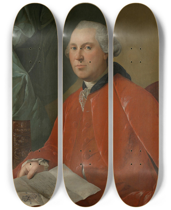 Triptych art skateboard deck of Jens Juel Portrett Av Lauritz Christian Steen by Jens Juel (1745-1802)