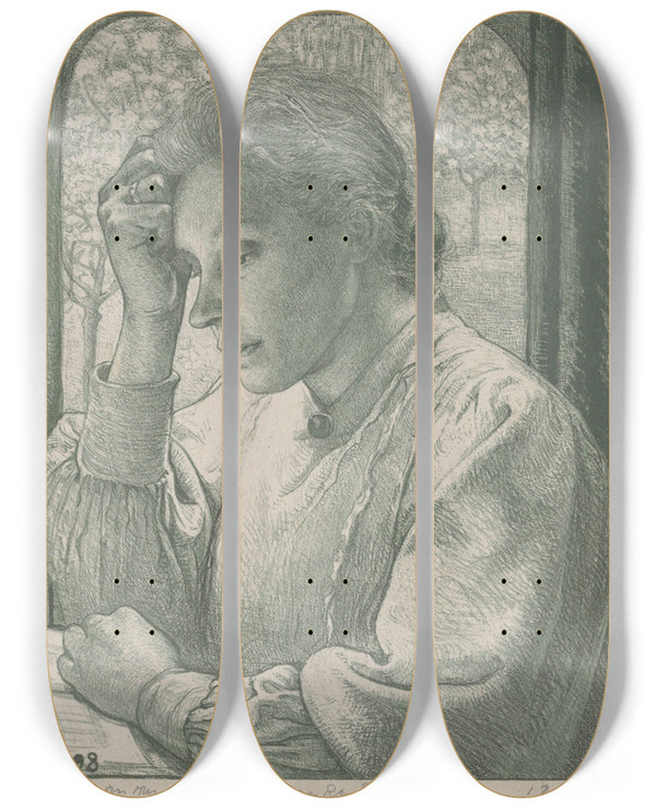 Triptych art skateboard deck of Richard Nicolas Roland Holst Portret Van Henritte Roland Holstvan Der Schalk by Richard Nicolaus Roland Holst (1868-1938)
