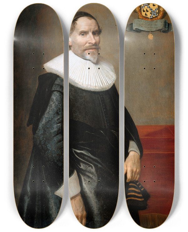 Triptych art skateboard deck of Michiel Jansz Van Mierevelt Portrait Of Franois Van Aerssen Lord Of Sommelsdijk De Plaat And Spijk by Michiel Jansz Van Mierevelt (1566-1641)