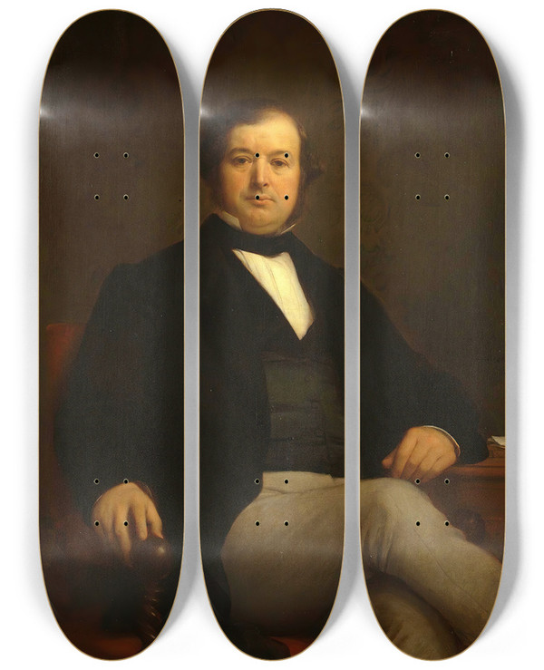 Triptych art skateboard deck of Alexandre Cabanel Pierre Balsan 18071869 by Alexandre Cabanel (1823-1889)