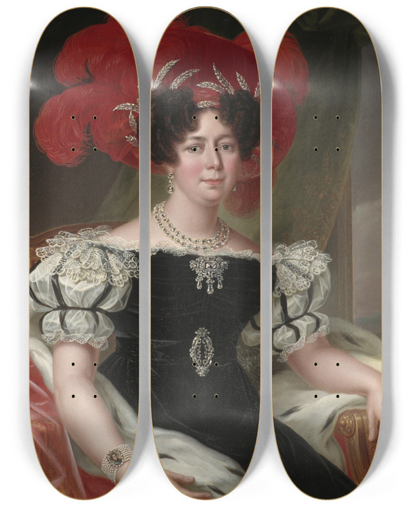 Triptych art skateboard deck of Fredric Westin Desideria 17811860 Queen Of Sweden And Norway by Fredric Westin (1782-1862)