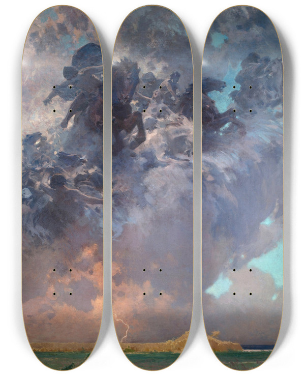 Triptych art skateboard deck of Zdzisaw Jasiski Tempest by Zdzislaw Jasinski (1863-1932)