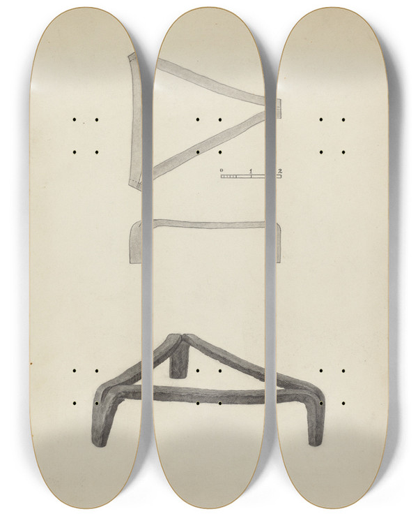 Triptych art skateboard deck of Charles Garjian Trivet_3 by Charles Garjian