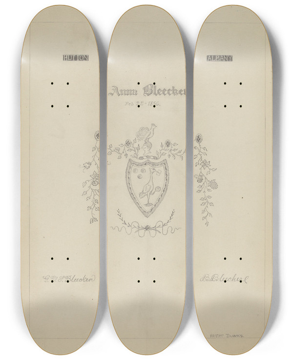 Triptych art skateboard deck of Hester Duany Silver Flagon by Hester Duany (1891-1964)