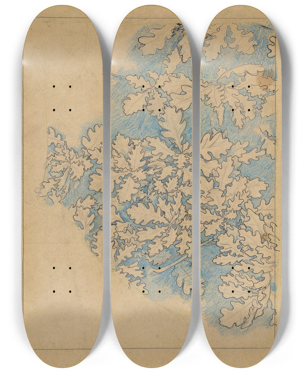 Triptych art skateboard deck of Jan Veth Eikenbladeren by Jan Veth (1864-1925)