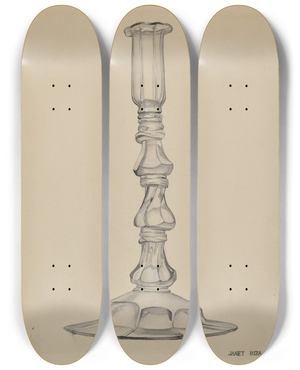 Triptych art skateboard deck of Janet Riza Candlestick_10 by Janet Riza (20-)