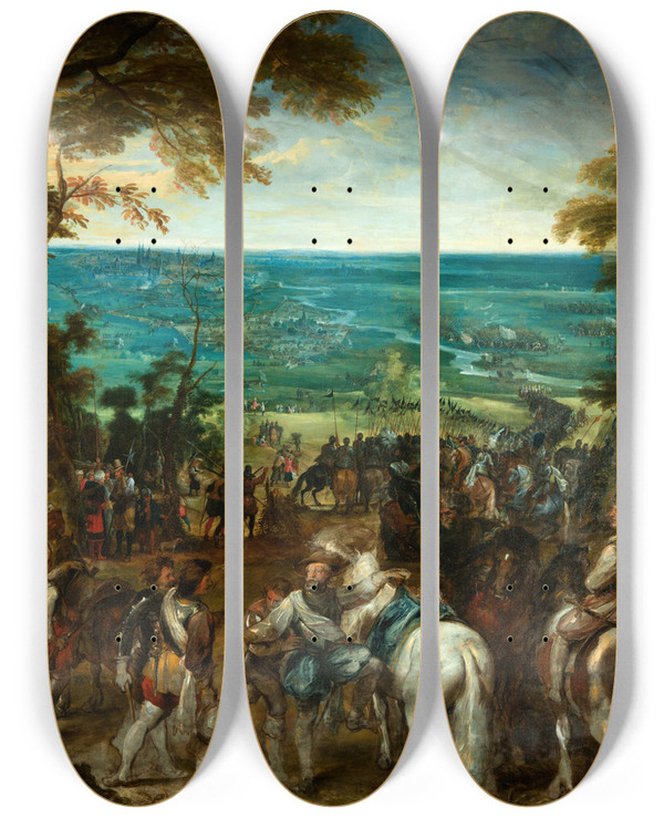 Triptych art skateboard deck of Peter Paul Rubens Henry Iv Of France At The Siege Of Amiens In 1597 by Peter Paul Rubens (1577-1640)