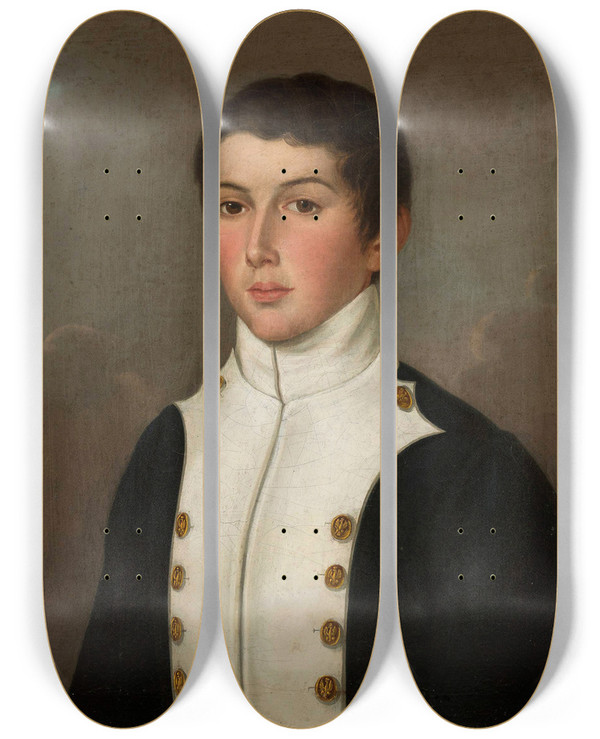 Triptych art skateboard deck of Jzafat Ignacy Ukaszewicz Portrait Of The Son Of Henryk Doboli by Jozafat Ignacy Lukaszewicz (1789-1850)