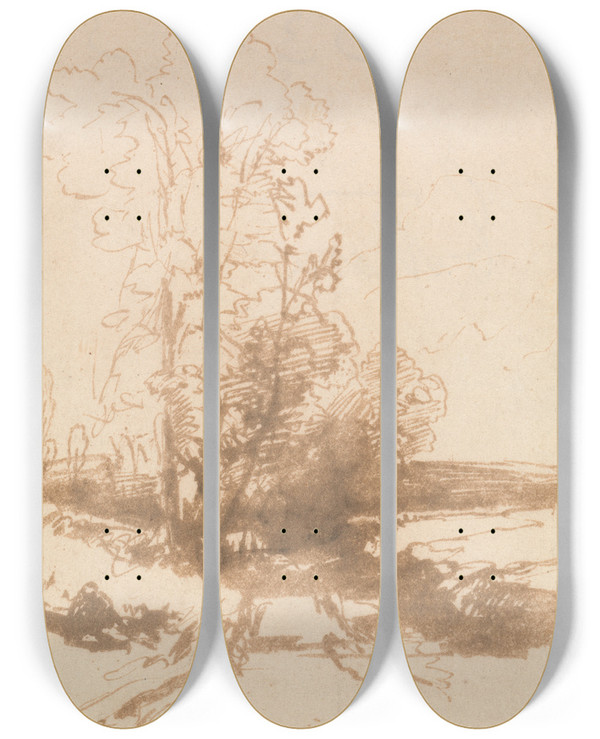 Triptych art skateboard deck of Thomas Creswick In Country Lane by Thomas Creswick (1811-1869)