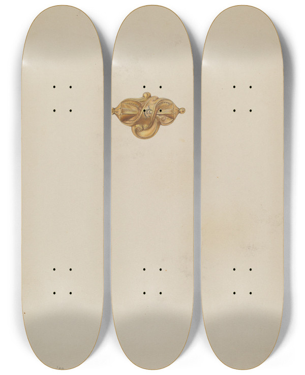 Triptych art skateboard deck of Dorothy Dwin Brooch_2 by Dorothy Dwin