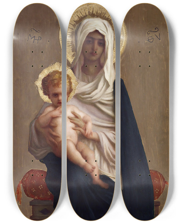Triptych art skateboard deck of Ernest Hbert Virgin Of The Deliverance by Ernest Hebert (1817-1908)
