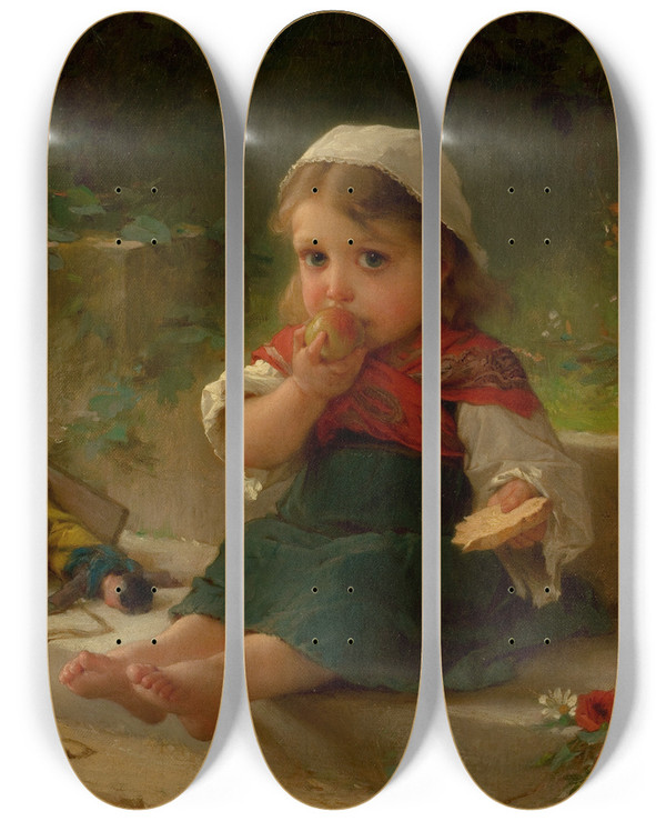 Triptych art skateboard deck of Mile Munier Portrait Of A Child by mile Munier (1840-1895)