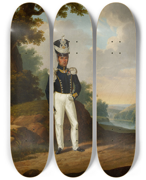 Triptych art skateboard deck of Jzafat Ignacy Ukaszewicz Portrait Of Maciej Rybiski by Jozafat Ignacy Lukaszewicz (1789-1850)