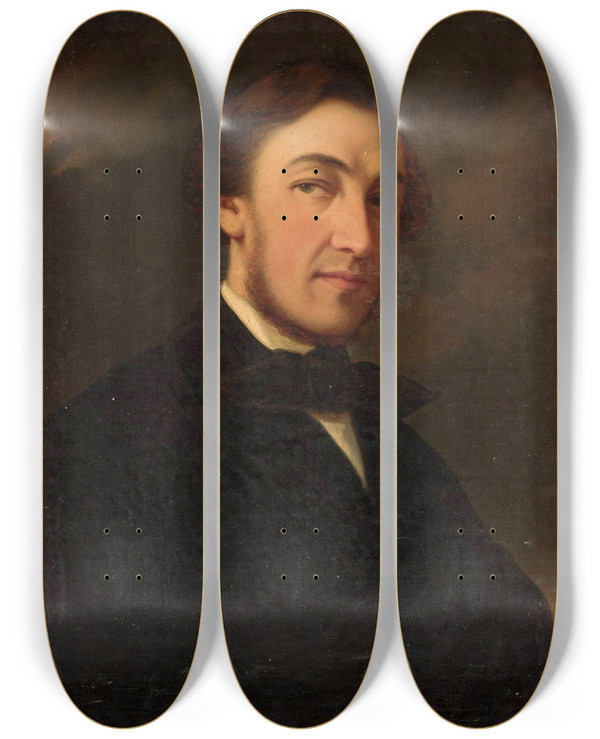 Triptych art skateboard deck of Wadysaw Majeranowski Portrait Of A Man by Wladyslaw Majeranowski (1817-1874)