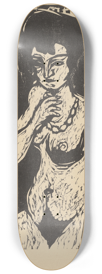 Ernst Ludwig Kirchner - Mdchenakt mit Selbstbildnis.  Nacktes Mdchen mit Kette 8.25 inch art skate deck