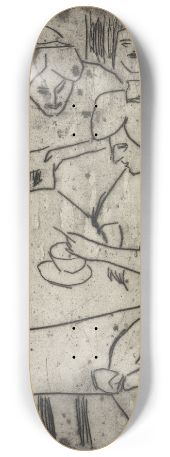 Ernst Ludwig Kirchner - Mdchen, einer anderen den Bauch frottierend;Mdchen am Kaffeetisch 8.25 inch art skate deck