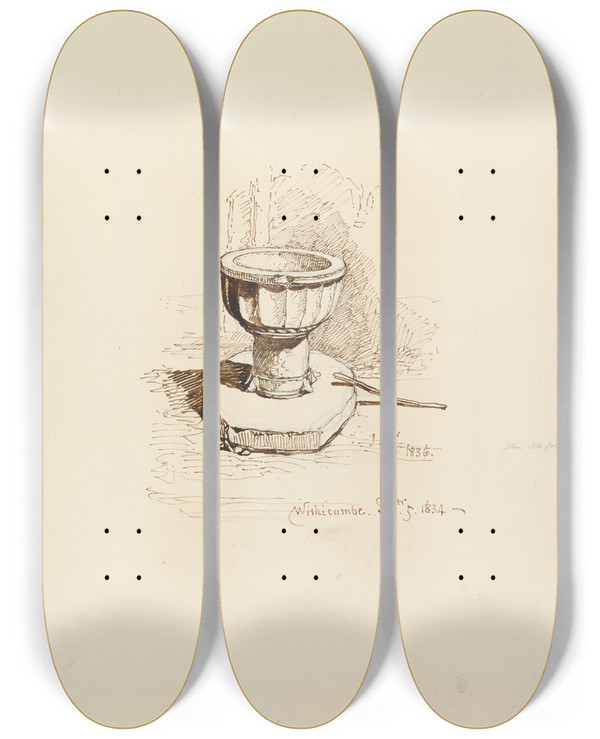 Triptych art skateboard deck of Rev James Bulwer One From A Volume Of Drawings And Prints_33 by Rev James Bulwer (1794-1879)