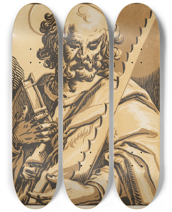 Triptych art skateboard deck of Ludwig Bsinck Simon by Ludwig Bsinck (1590-1669)