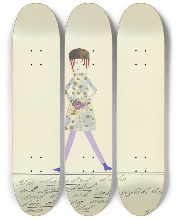 Triptych art skateboard deck of John Elsas Die Schnheit Habe Ich Gepachtet by John Elsas (1851-1935)