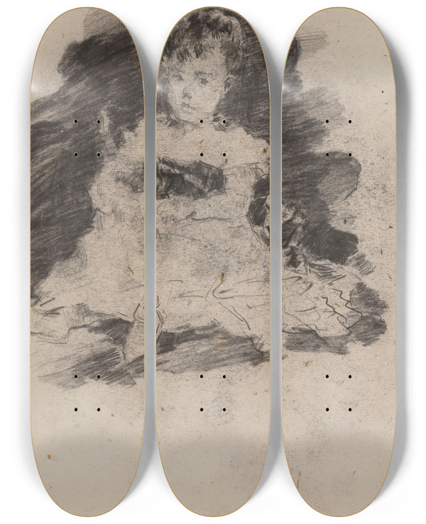 Triptych art skateboard deck of James Ensor Baby by James Ensor (1860-1949)