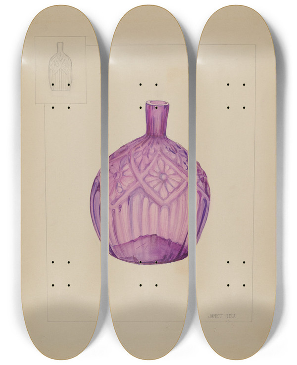 Triptych art skateboard deck of Janet Riza Bottle_1 by Janet Riza (20-)
