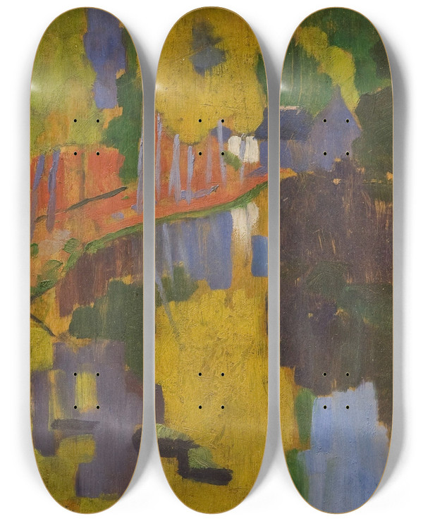 Triptych art skateboard deck of Paul Srusier The Talisman by Paul Serusier (1864-1927)