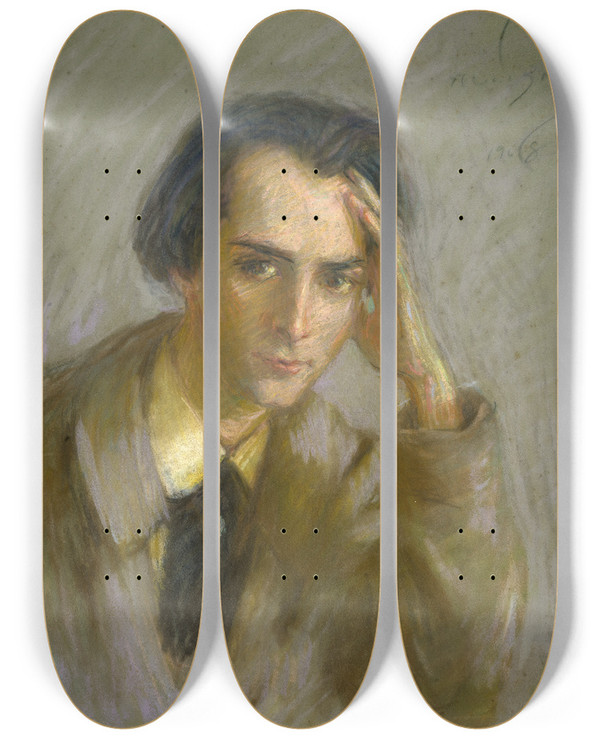 Triptych art skateboard deck of Alice Pike Barney Jose De Charmoy by Alice Pike Barney (1857-1931)