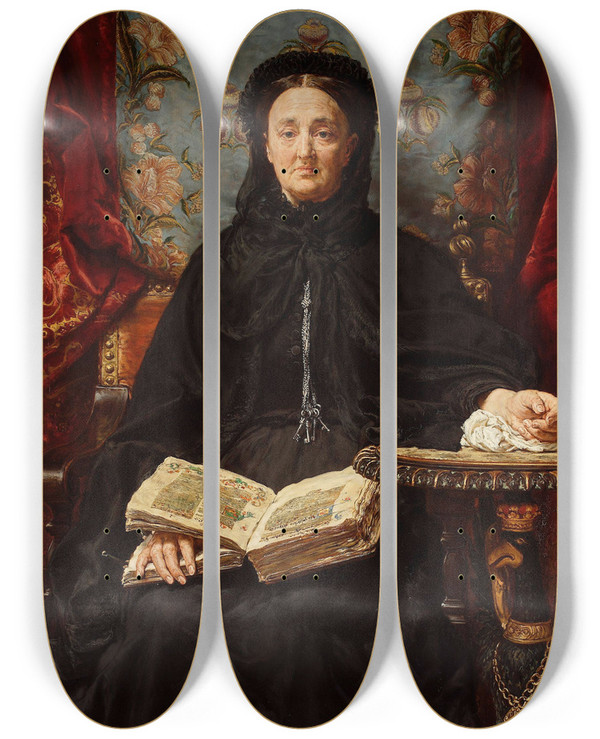 Triptych art skateboard deck of Jan Matejko Portrait Of Katarzyna Potocka Ne Branicka 18251907 Wife Of Adam by Jan Matejko (1838-1893)
