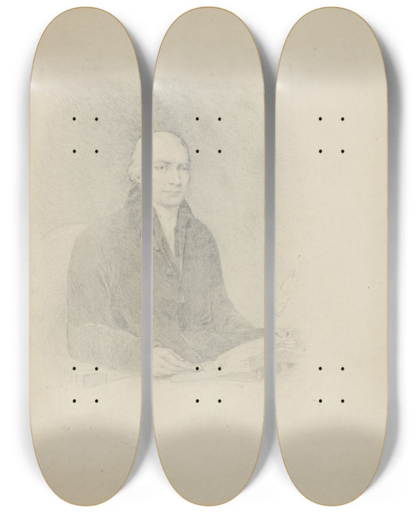 Triptych art skateboard deck of James Barton Longacre Unidentified Man_4 by James Barton Longacre (1794-1869)