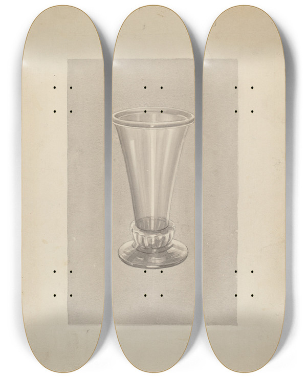 Triptych art skateboard deck of American 20Th Century Glass_2 by American 20Th Century