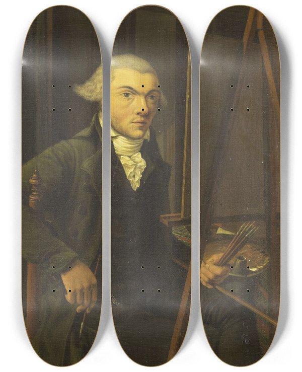 Triptych art skateboard deck of Willem Uppink Portrait Of A Painter Probably Harmanus Uppink by Willem Uppink (1757-1849)