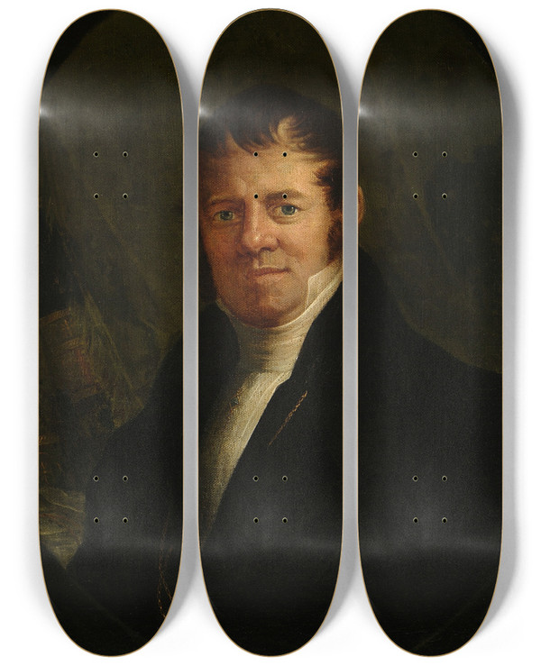 Triptych art skateboard deck of Jzef Brodowski Portrait Of Mikoaj Tyrchowski Professor At St Annes Secondary School by Jozef Brodowski (1772-1853)