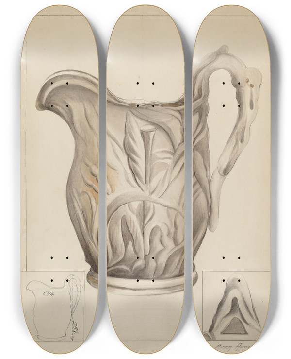Triptych art skateboard deck of Anna Aloisi Pitcher_4 by Anna Aloisi