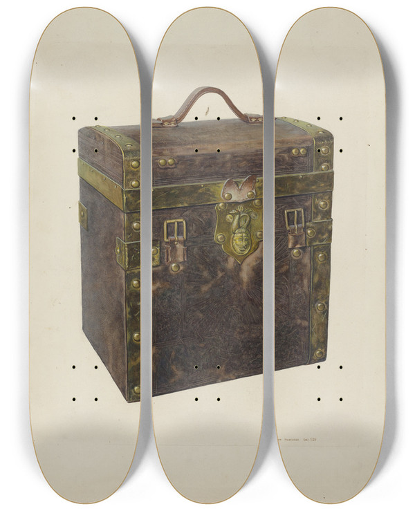 Triptych art skateboard deck of Regina Henderer Small Square Trunk by Regina Henderer