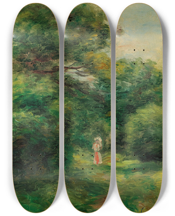 Triptych art skateboard deck of Pierreauguste Renoir Alle Dans Un Bois Femme Avec Enfant Dans Les Bras by Pierre-Auguste Renoir (1841-1919)