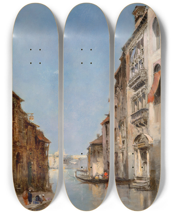 Triptych art skateboard deck of Paul Vernon Venise by Paul Vernon (1796-1875)