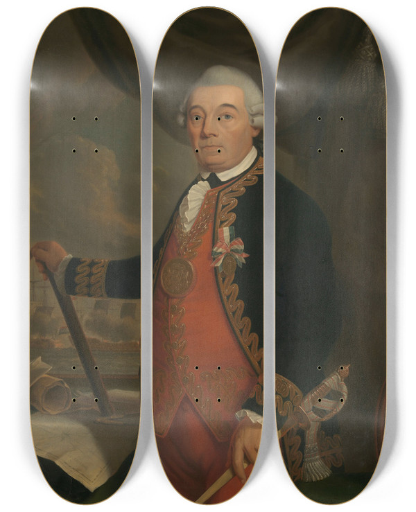 Triptych art skateboard deck of Cornelis Van Cuylenburgh Ii Portrait Of Johan Arnold Zoutman by Cornelis Van Cuylenburgh Ii (1758-1827)