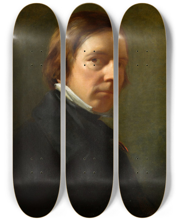 Triptych art skateboard deck of George Richmond Selfportrait_1 by George Richmond (1809-1896)